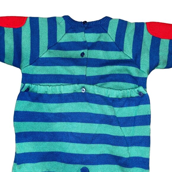 Vintage Rare City Kids Airplane Sweater Romper Baby Boys 12 Months Striped Blue - Picture 6 of 9